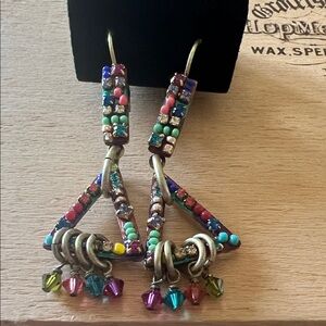 Michal Golan pierced Colorful Beaded Triangle Drop Earrings - Multicolor